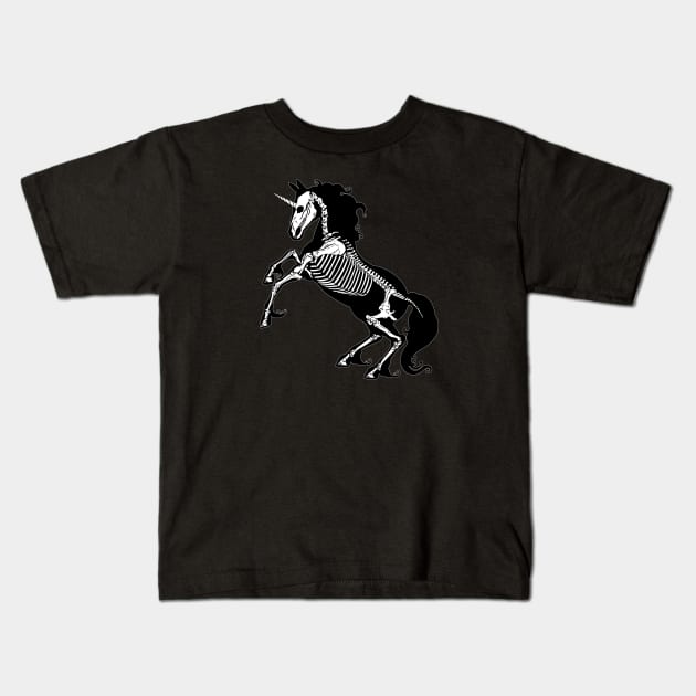 Skeleton unicorn Kids T-Shirt by Zefkiel